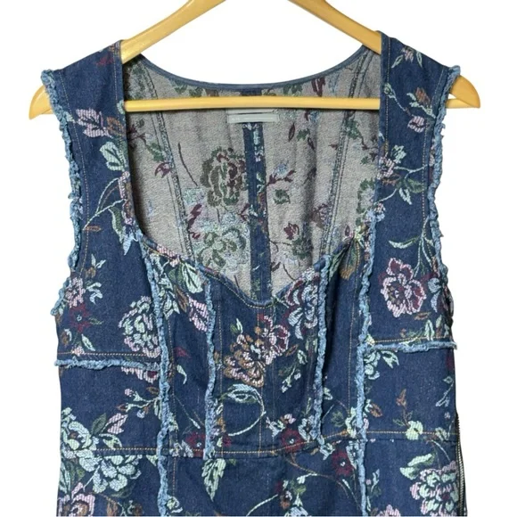 URBAN OUTFITTERS Scarlett Floral Embroidered Denim Sweetheart Mini Dress XL - Picture 3 of 12